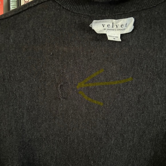 Velvet Graham Spencer Gray 100% Cotton Sheer Turtleneck Long Sleeve Sweater sz M - Picture 8 of 10